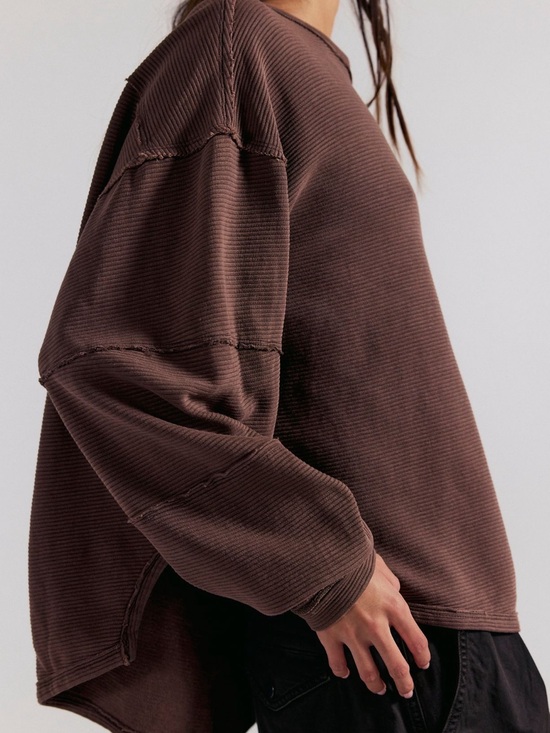 We The Free Sweaters - Free People We The Free Oversized Sweatshirt Long Sleeve  Brown size Large